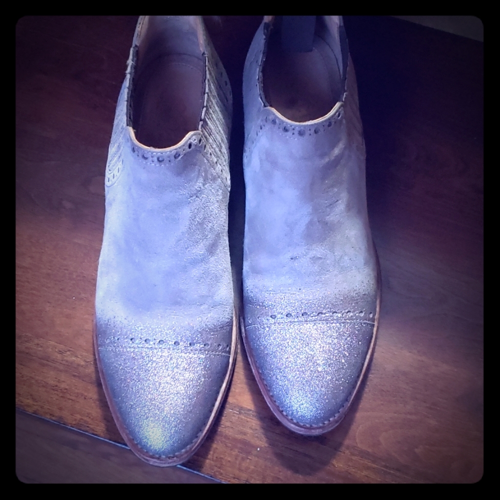 Angela Scott glitter toe booties, size 9